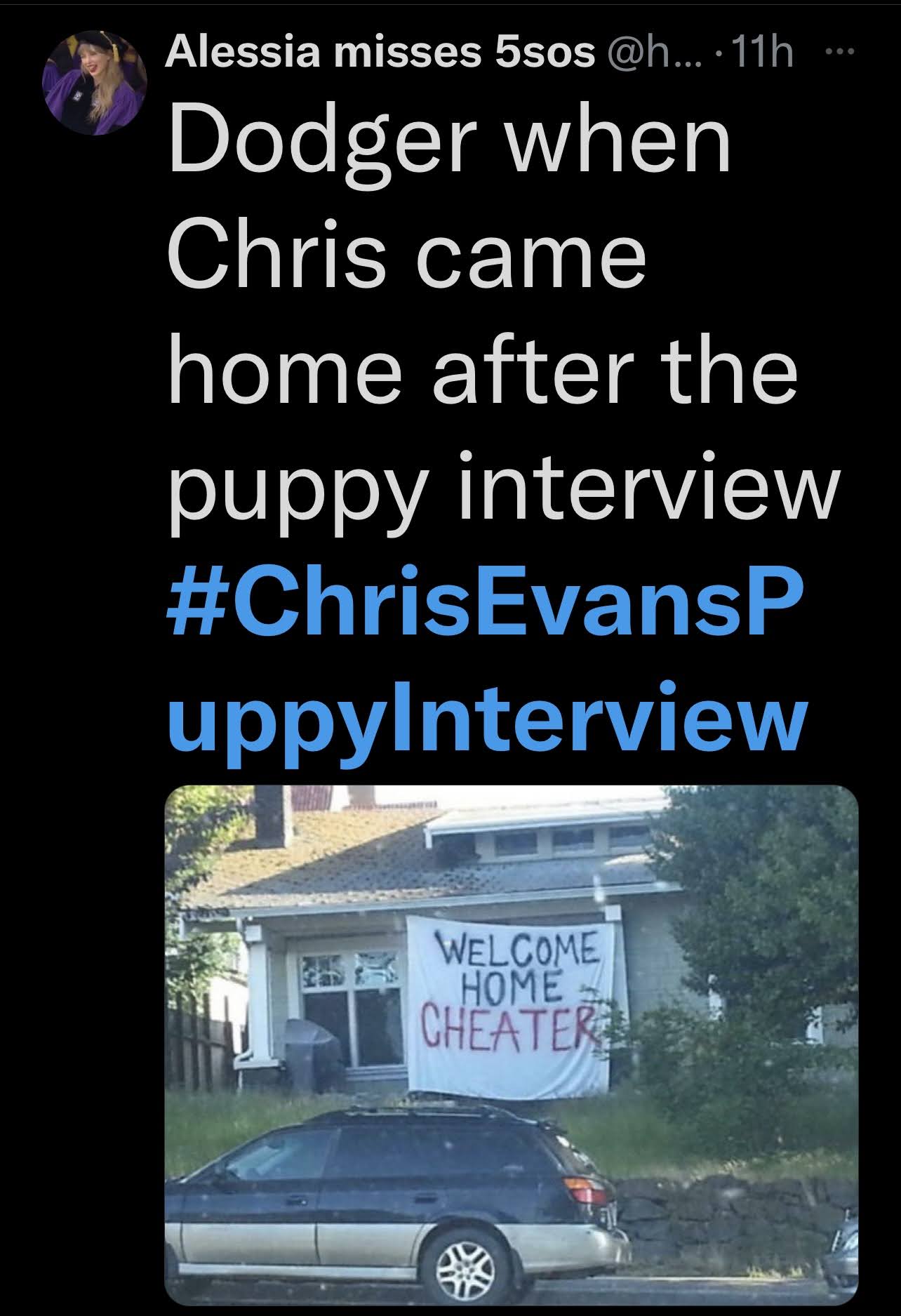 dodgers not happy chris evans puppy interview