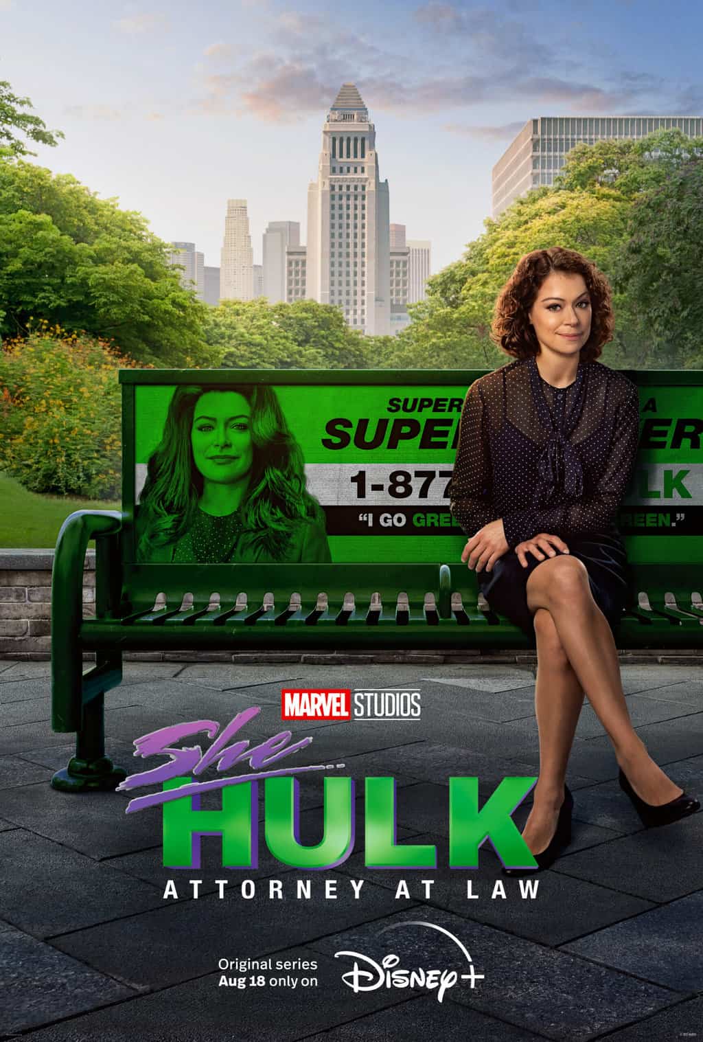 shehulk age rating and parents guide. Movie poster woman sitting on bench in a park. 